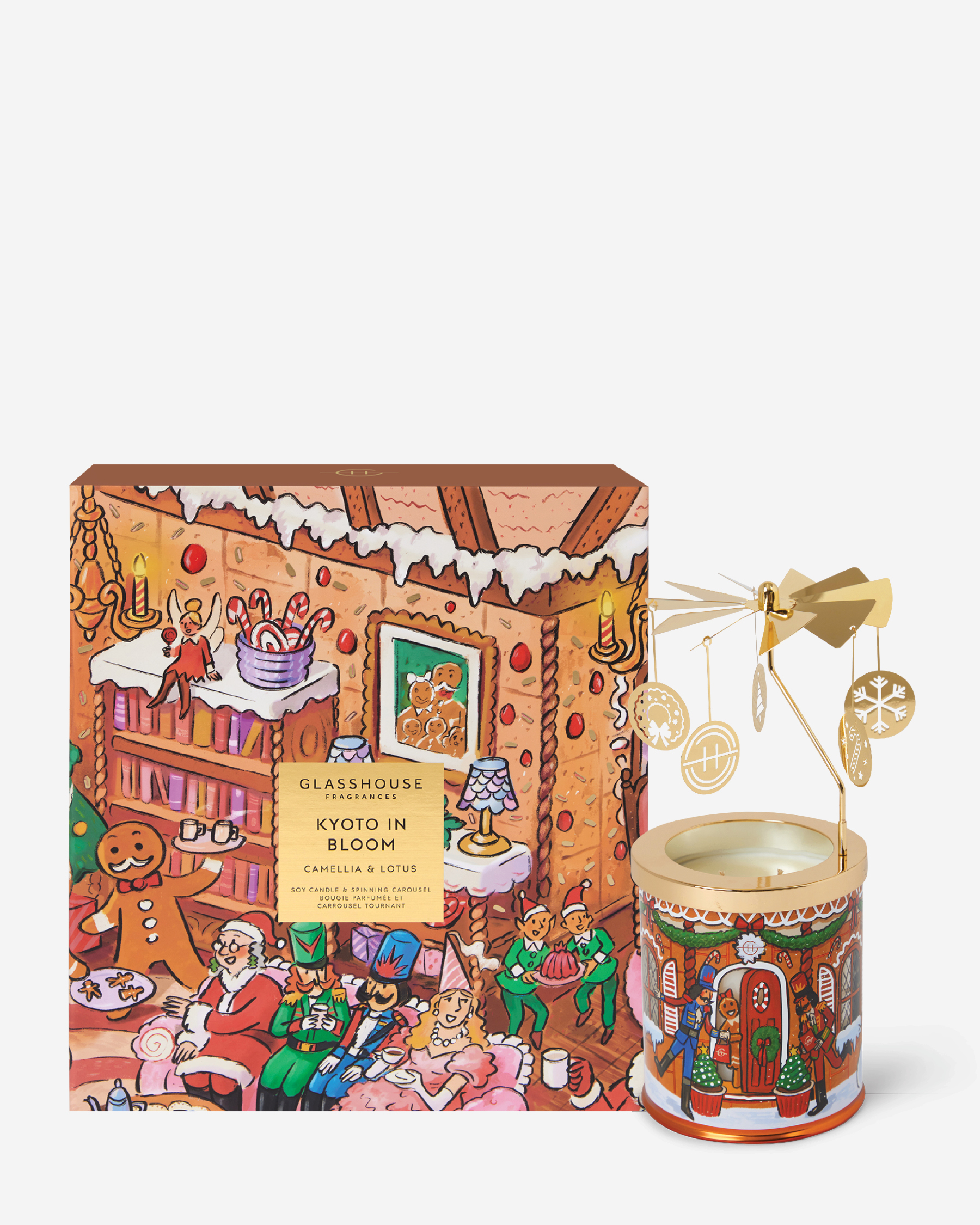 KYOTO IN BLOOM | 380g Candle & Spinning Carousel | Gift Set