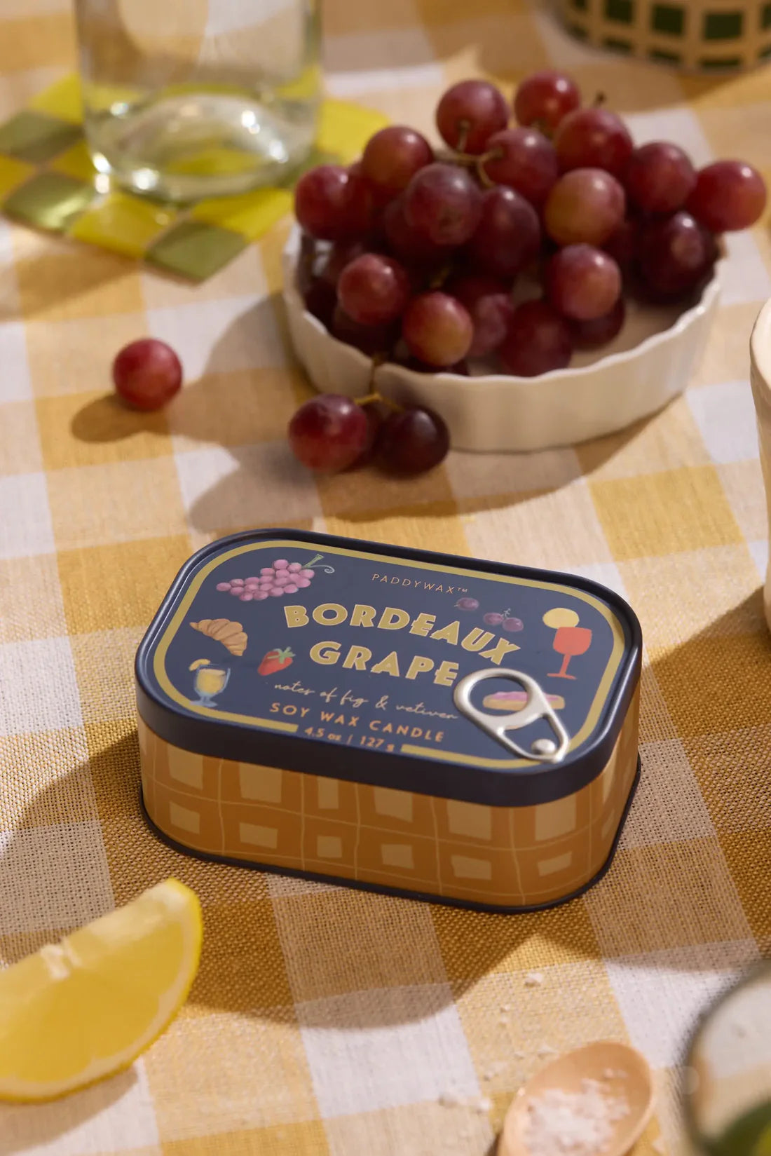 Bordeaux Grape Bistro Printed Tin Candle 127g