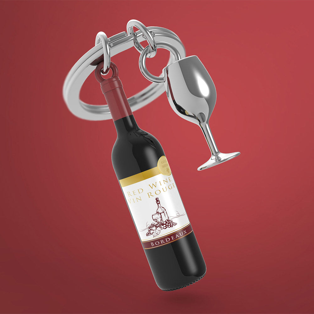 Metalmorphose Red Wine & Wine Glass keyring
