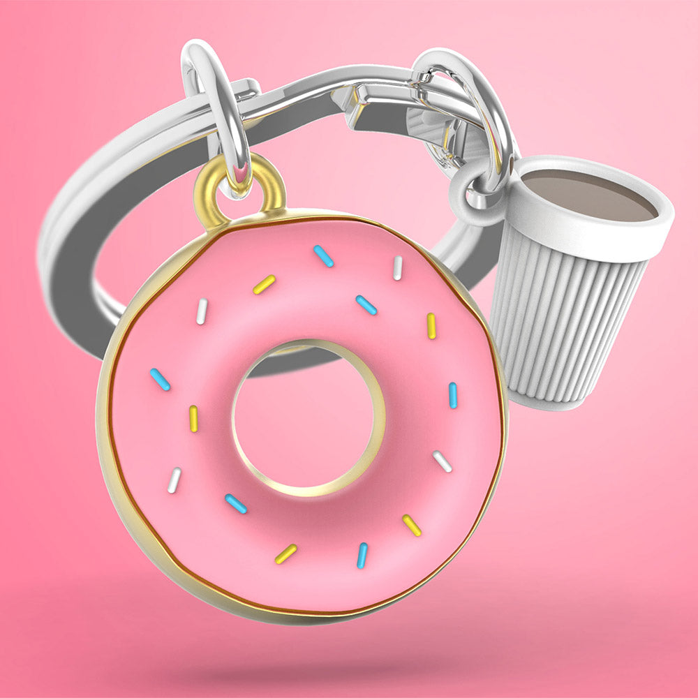 Metalmorphose Donut with Cup of Coffee keyring