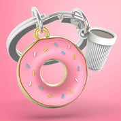 Metalmorphose Donut with Cup of Coffee keyring