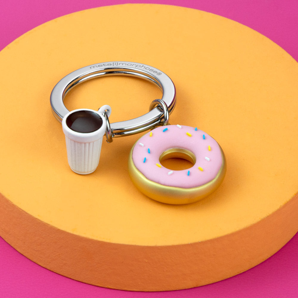 Metalmorphose Donut with Cup of Coffee keyring