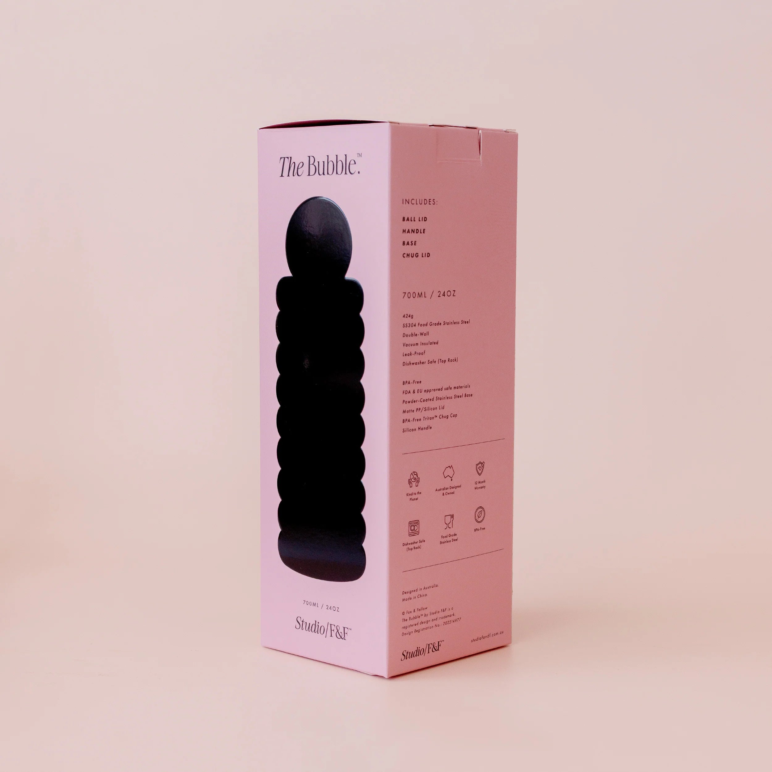 The Bubble - Dusty Rose - Reusable Water Bottle 700mL