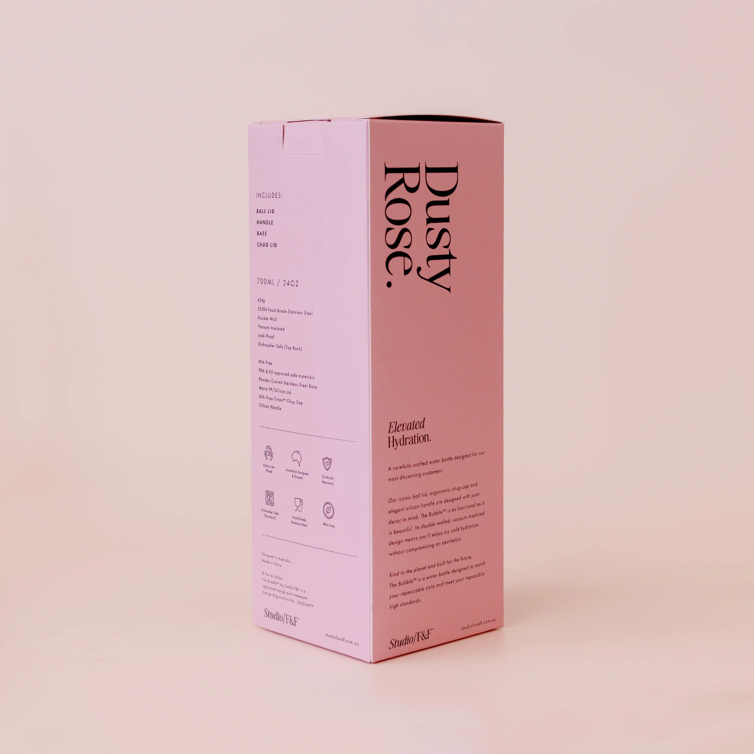 The Bubble - Dusty Rose - Reusable Water Bottle 700mL