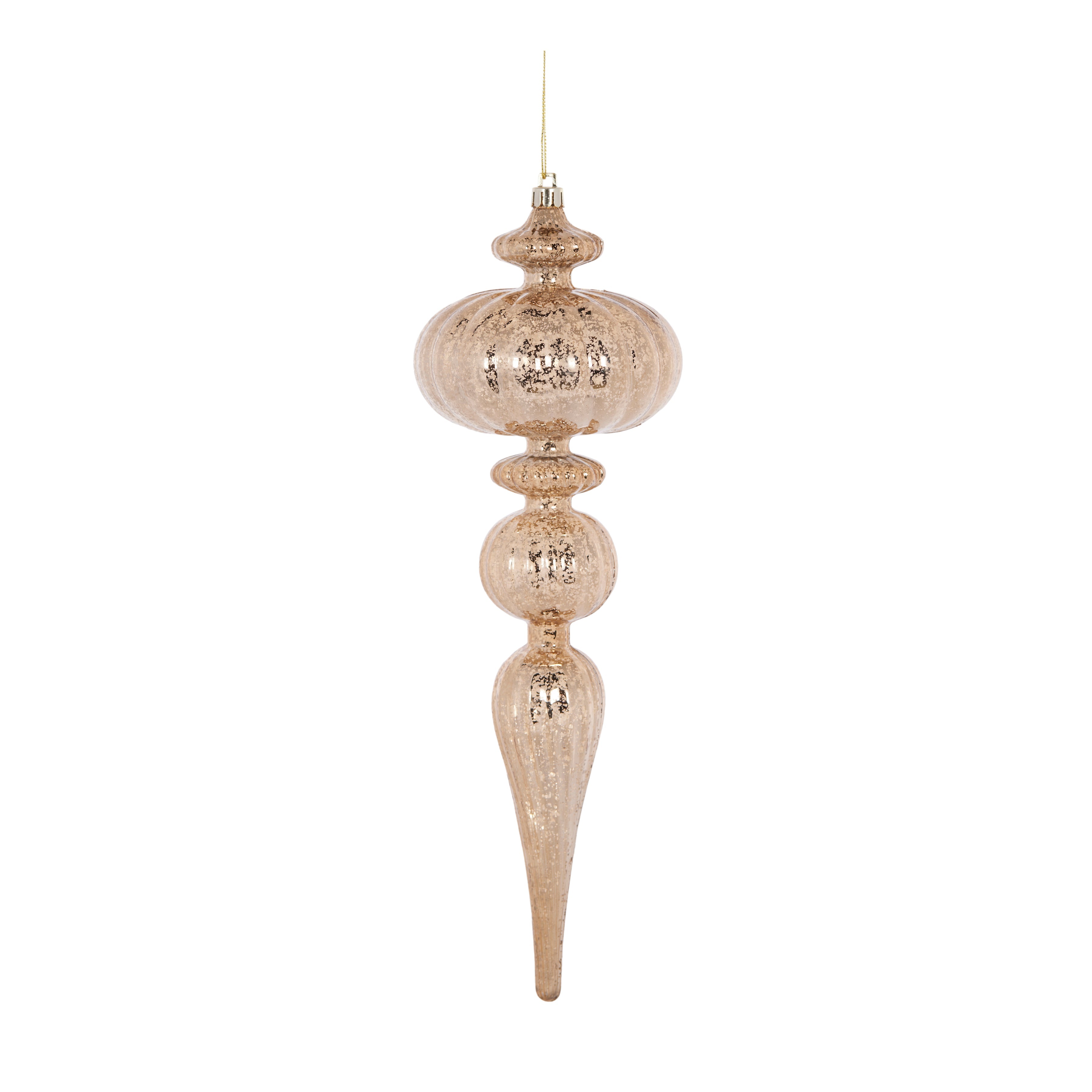Holly & Ivy Champagne Mercury Finial Christmas Ornament