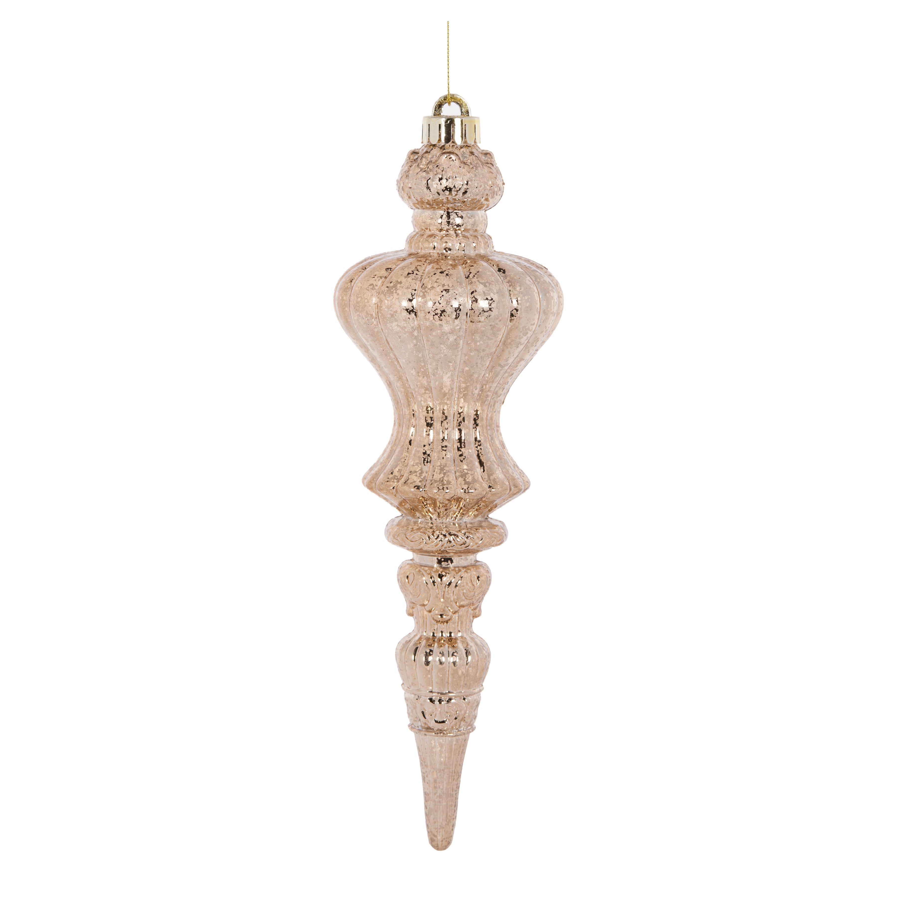 Holly & Ivy Champagne Mercury Crown Finial Christmas Ornament