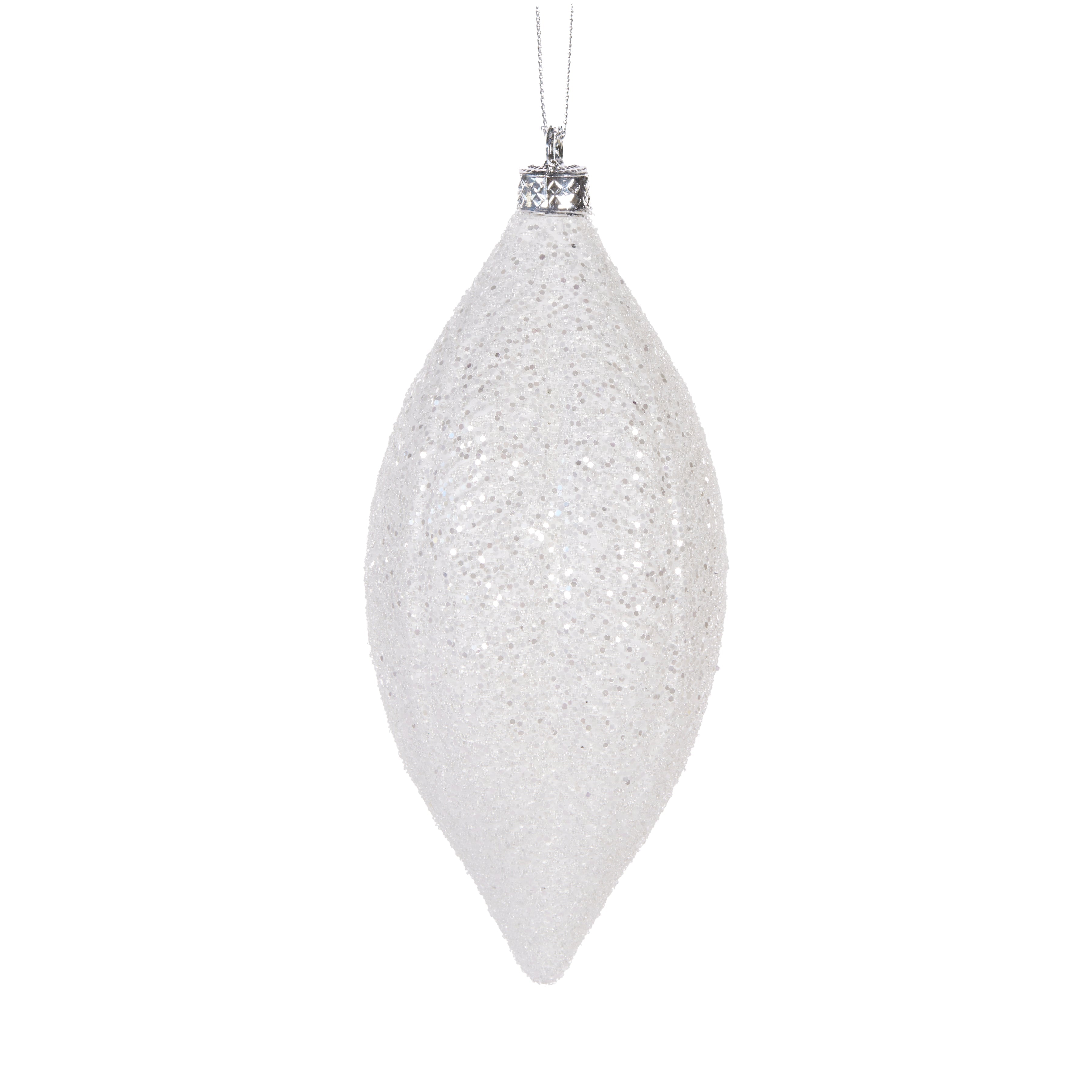 Holly & Ivy White Feather Drop Bauble Christmas Ornament