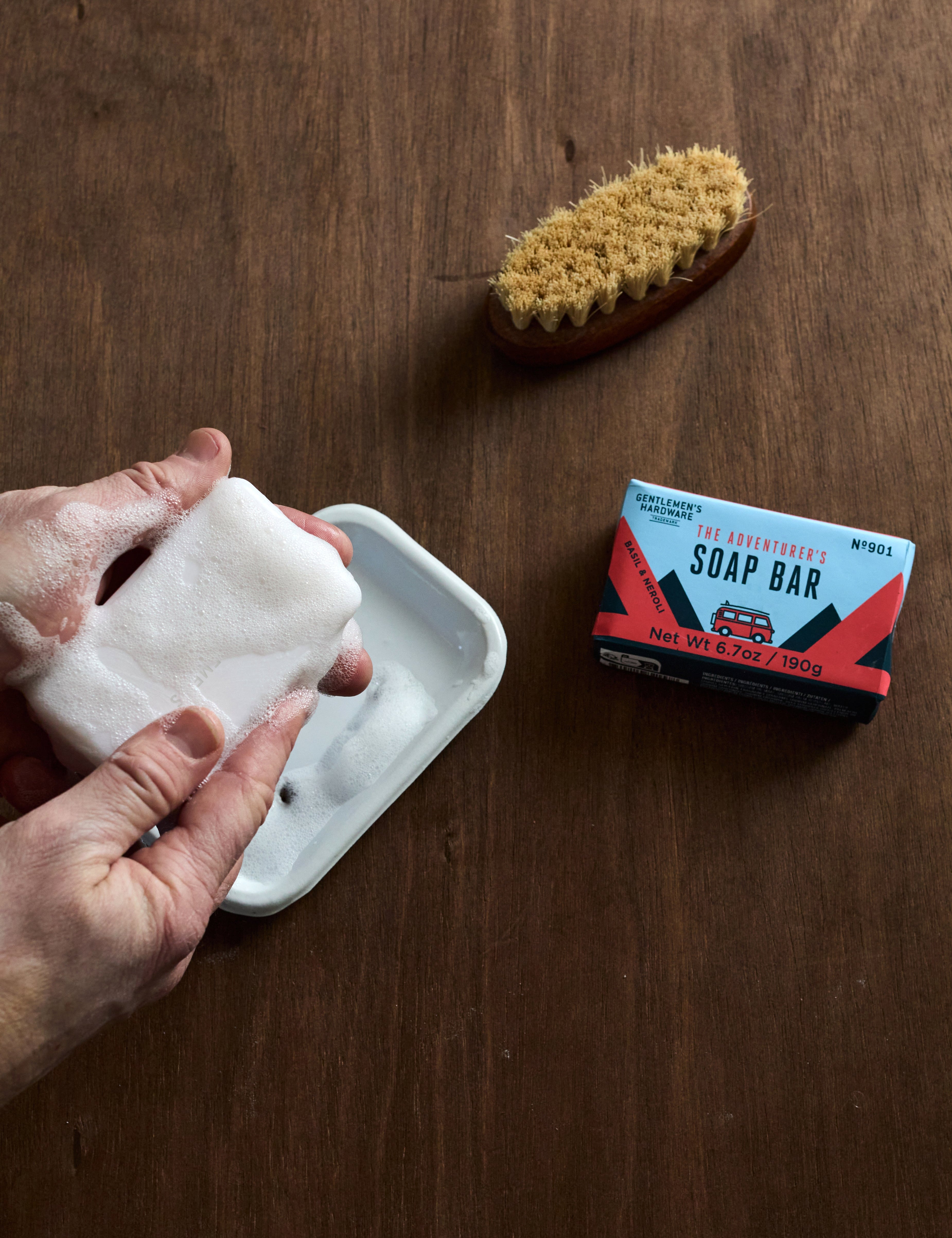 Gentlemens Hardware Adventurer's Soap Bar Basil and Neroli lather