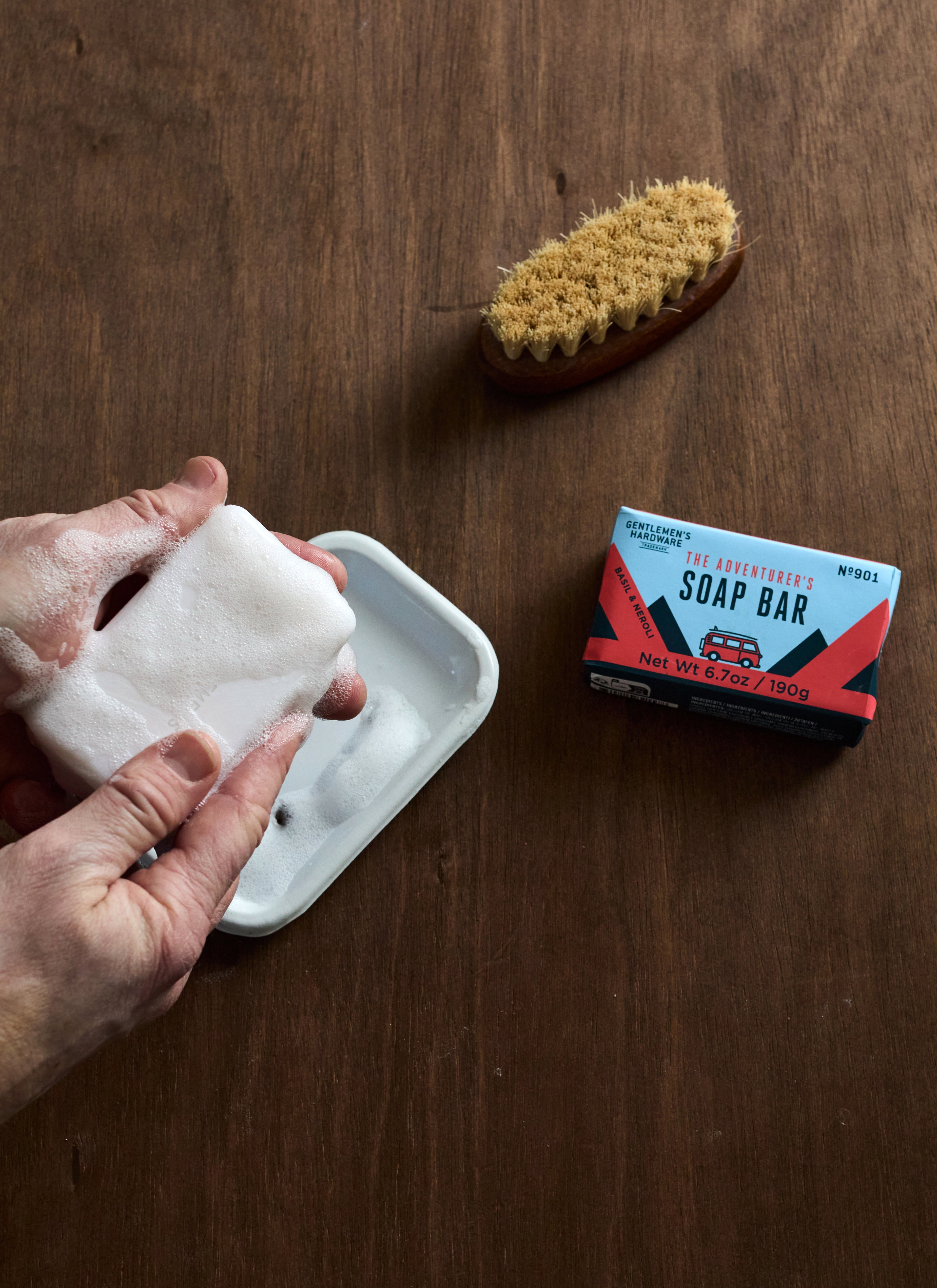 Gentlemens Hardware Adventurer's Soap Bar Basil and Neroli lather