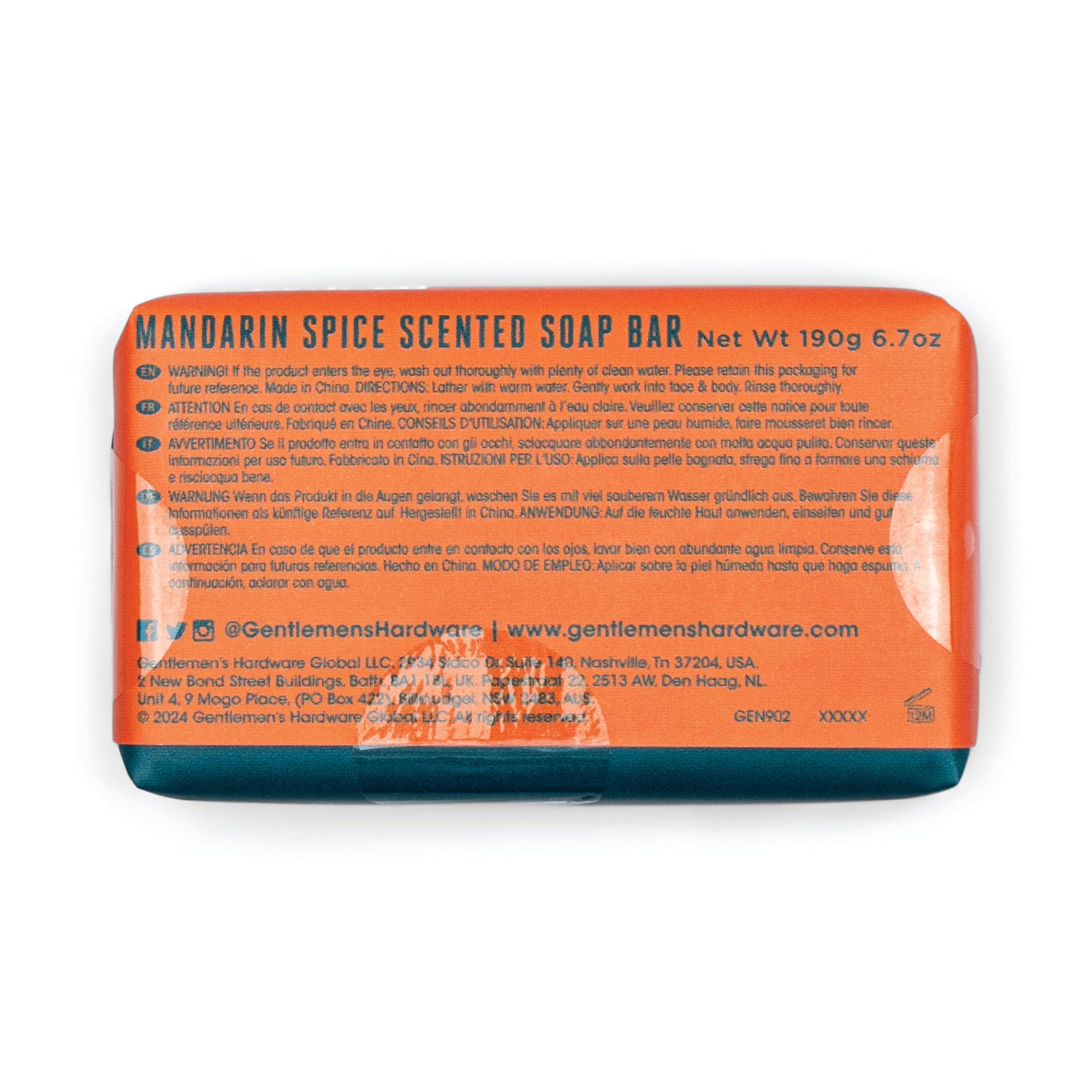 Gentlemens Hardware Fisherman's Soap Bar Mandarin Spice back label