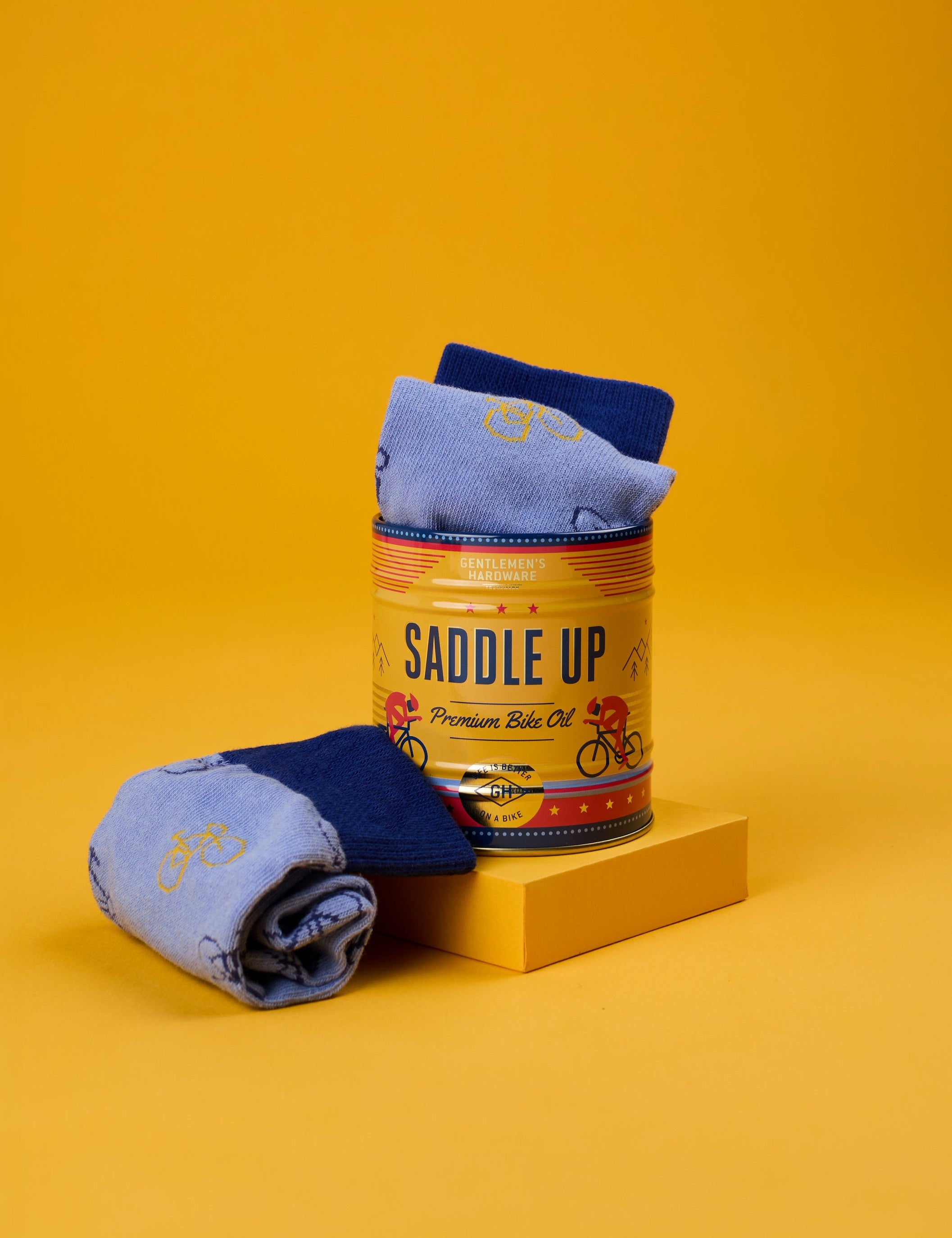 Gentlemens Hardware Socks in a Can Bike tin