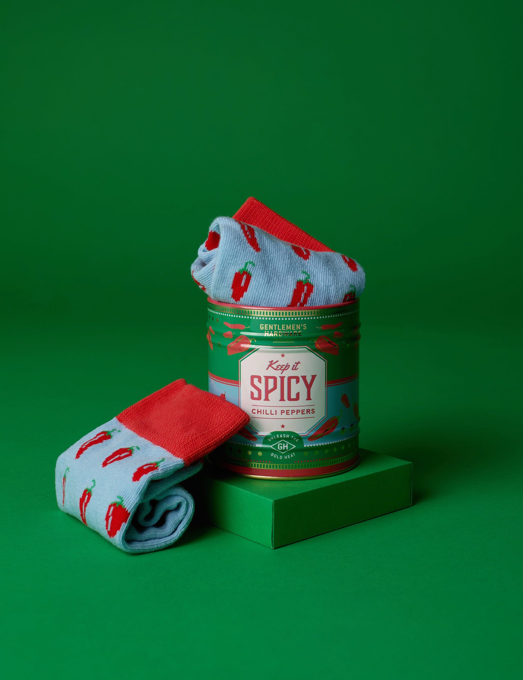 Gentlemens Hardware Socks in a Can Chillies tin