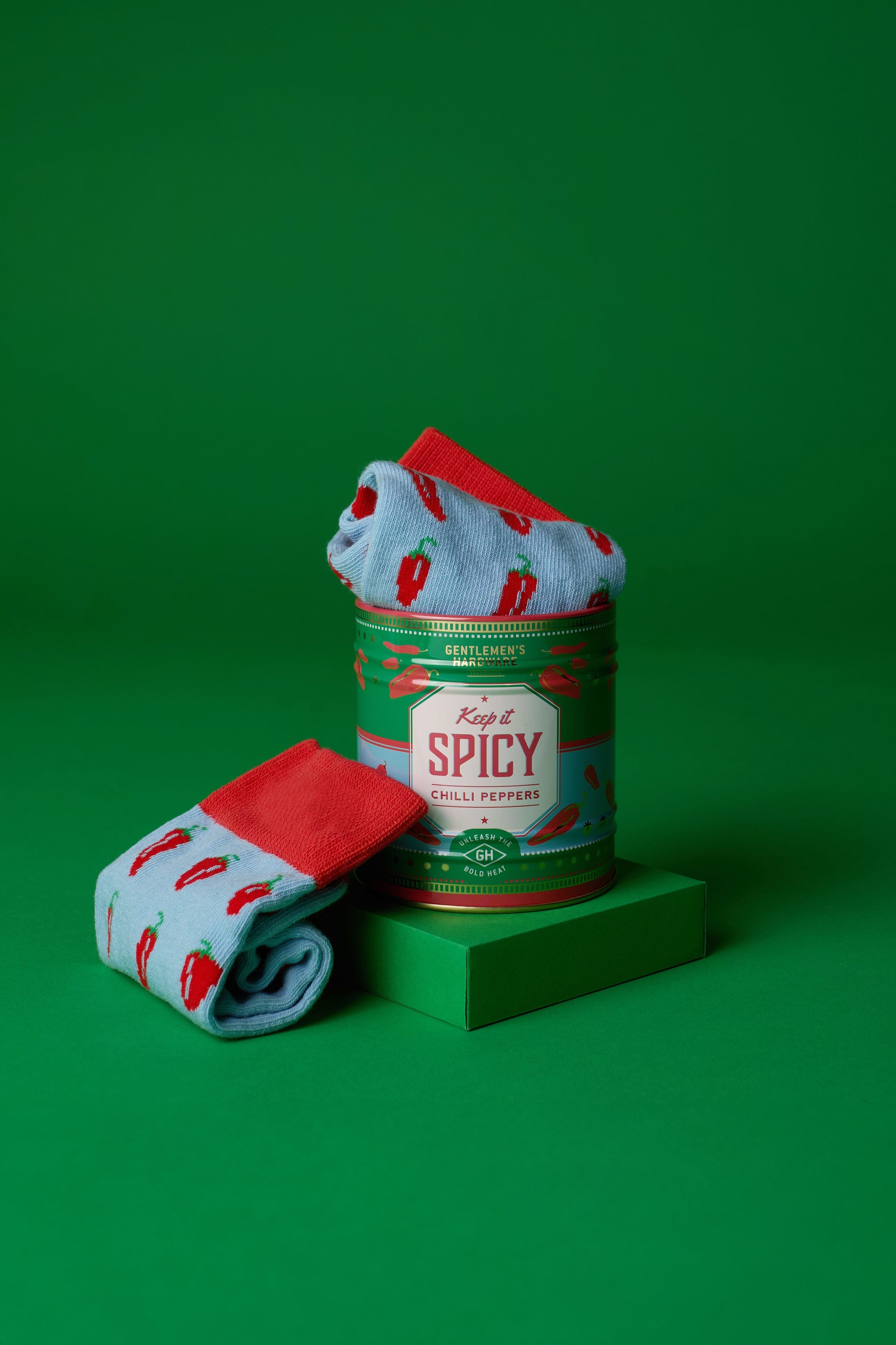 Gentlemens Hardware Socks in a Can Chillies tin