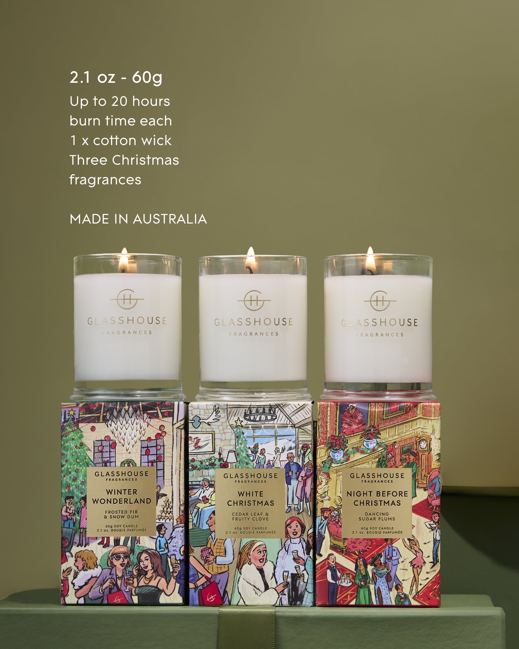 CHRISTMAS TRIO | 3 x 60g Candles | Gift Set