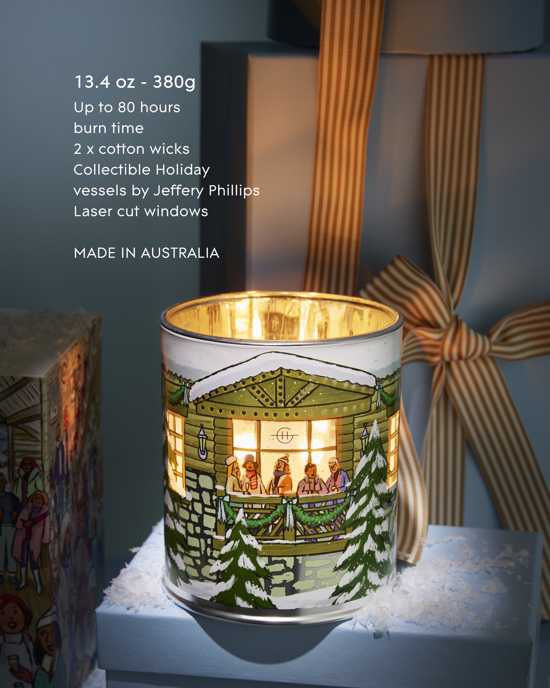 l*e様 オカベマキコ　ホワイトクリスマスツリー　ブルーのろうそく Glasshouse White Christmas 380g Candle | Shop 8 – Shop 8 Gifting Co.