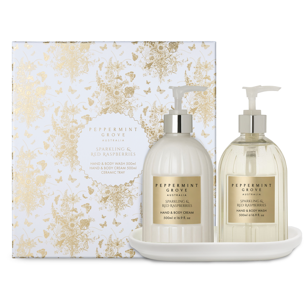 SPARKLING & RED RASPBERRIES | Hand Care Gift Set with Tray | Christmas 2026