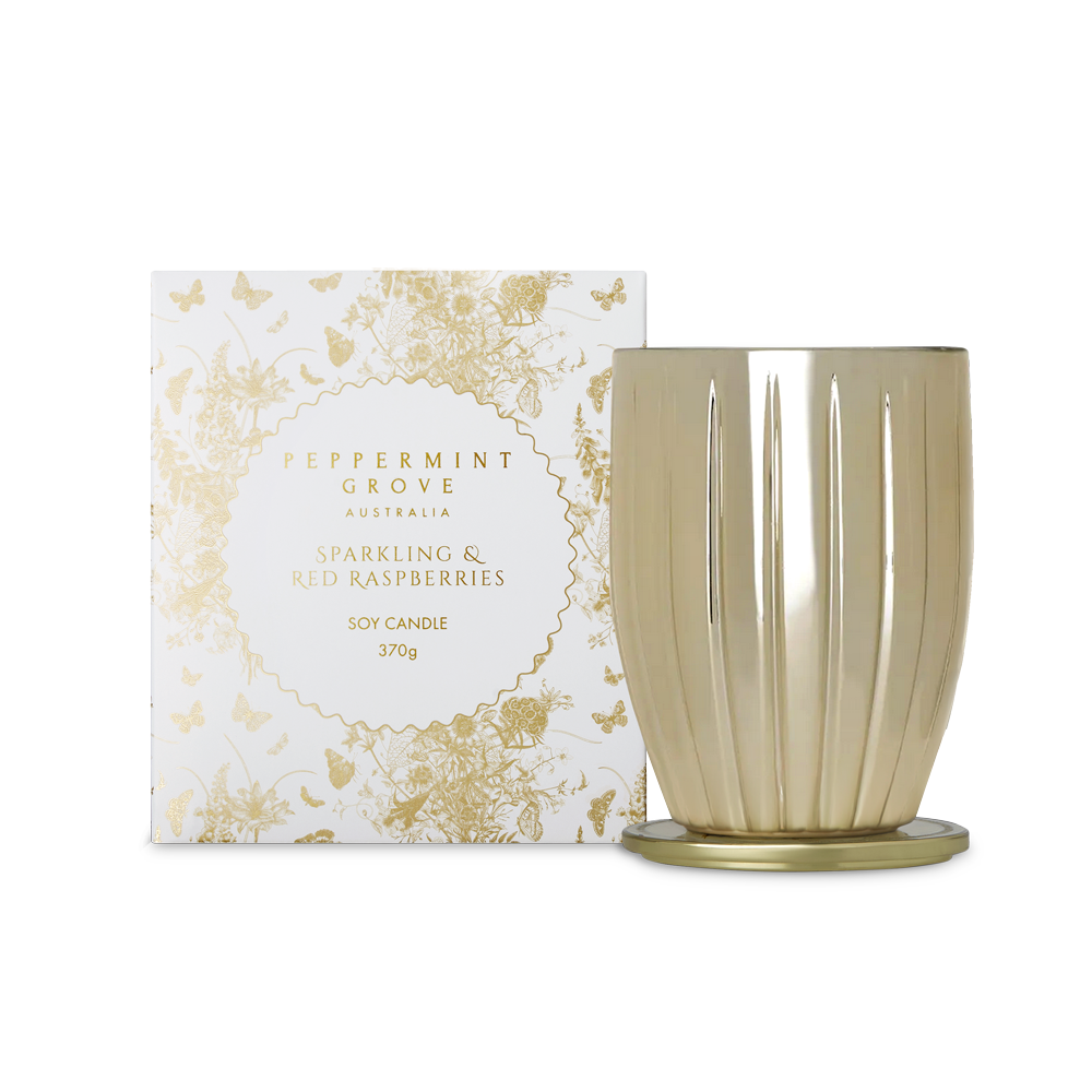 SPARKLING & RED RASPBERRIES | 370g Soy Candle | Christmas 2026