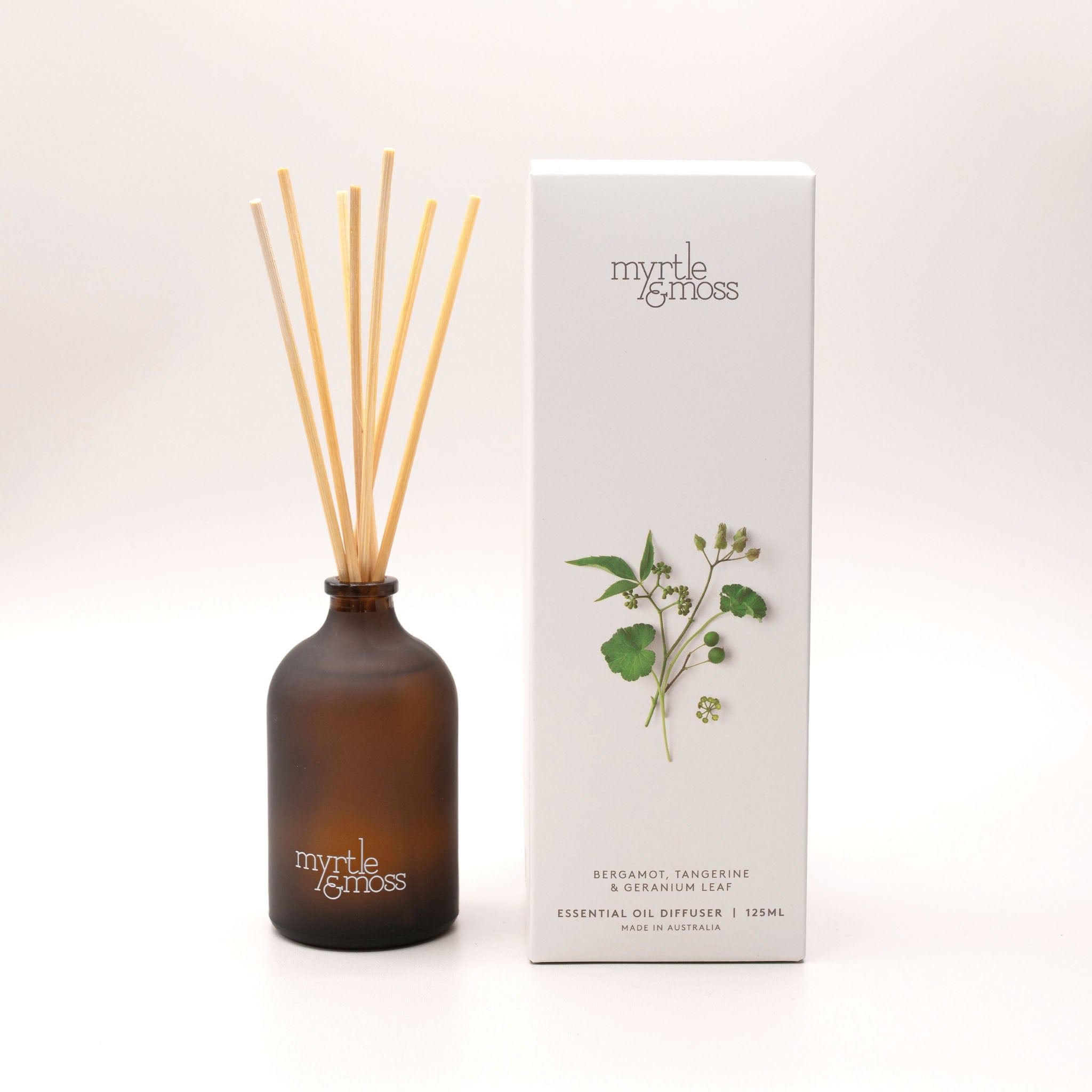 Myrtle & Moss Essential Oil Diffuser Bergamot Rind Tangerine Geranium Leaf front