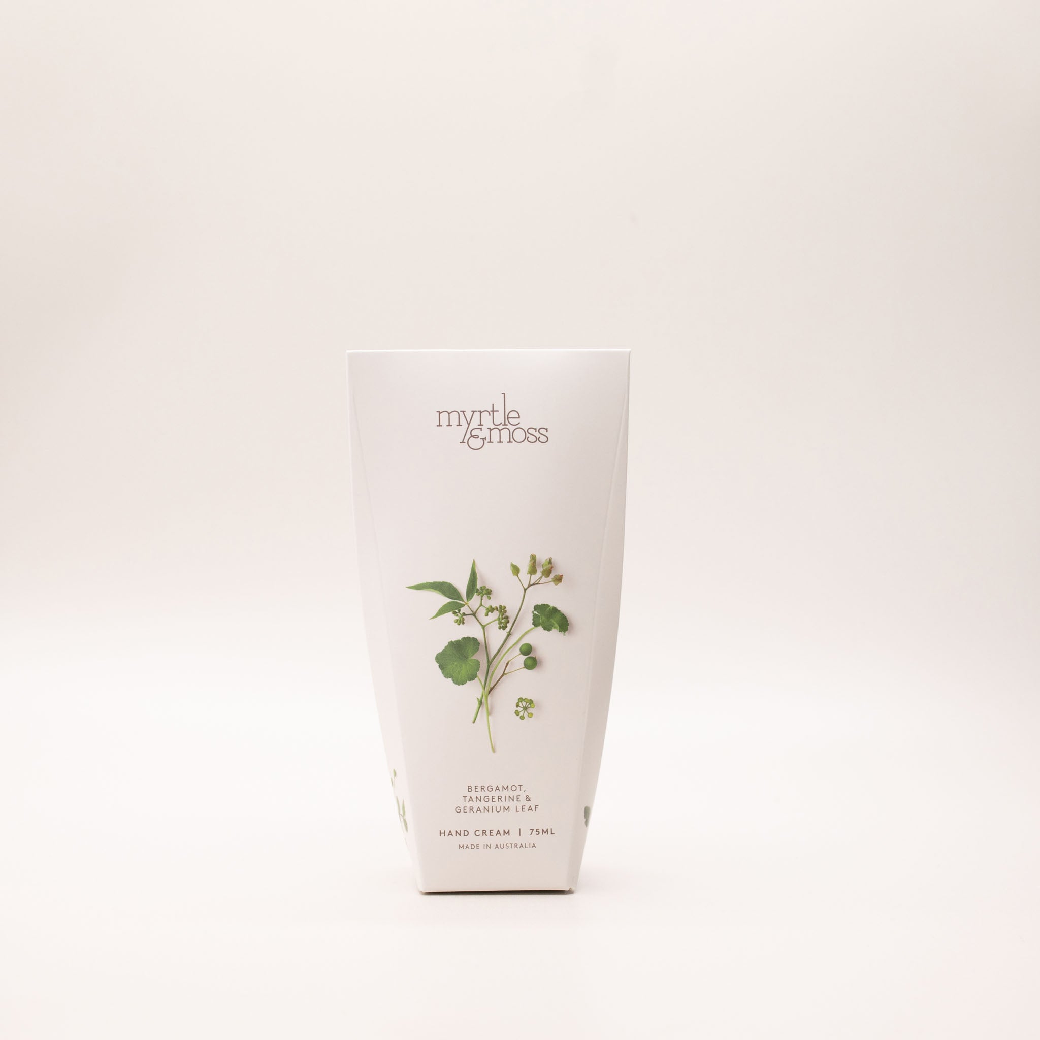 Myrtle & Moss Hand Cream 75ml Bergamot Rind Tangerine Geranium Leaf tube