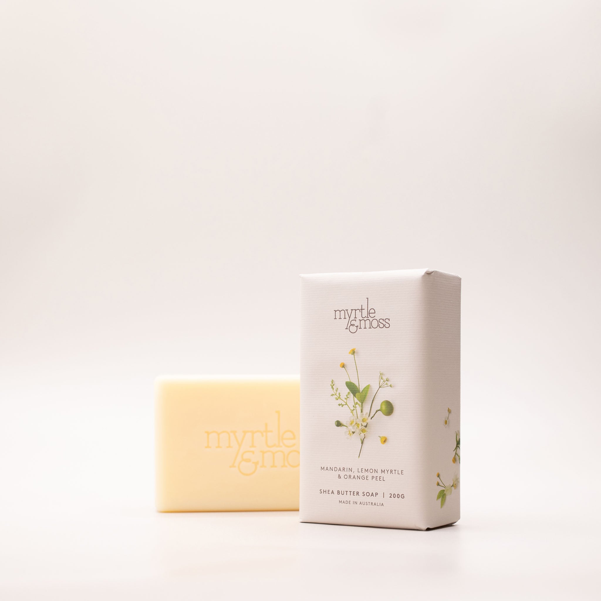 Myrtle & Moss Shea Butter Soap Mandarin Lemon Myrtle Orange Peel angle