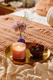 Saffron Rose Stacked Glass Candle 198g