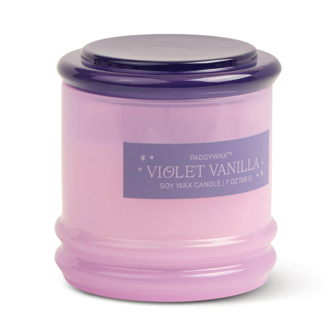 Violet Vanilla Stacked Glass Candle 198g