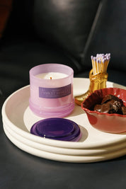 Violet Vanilla Stacked Glass Candle 198g