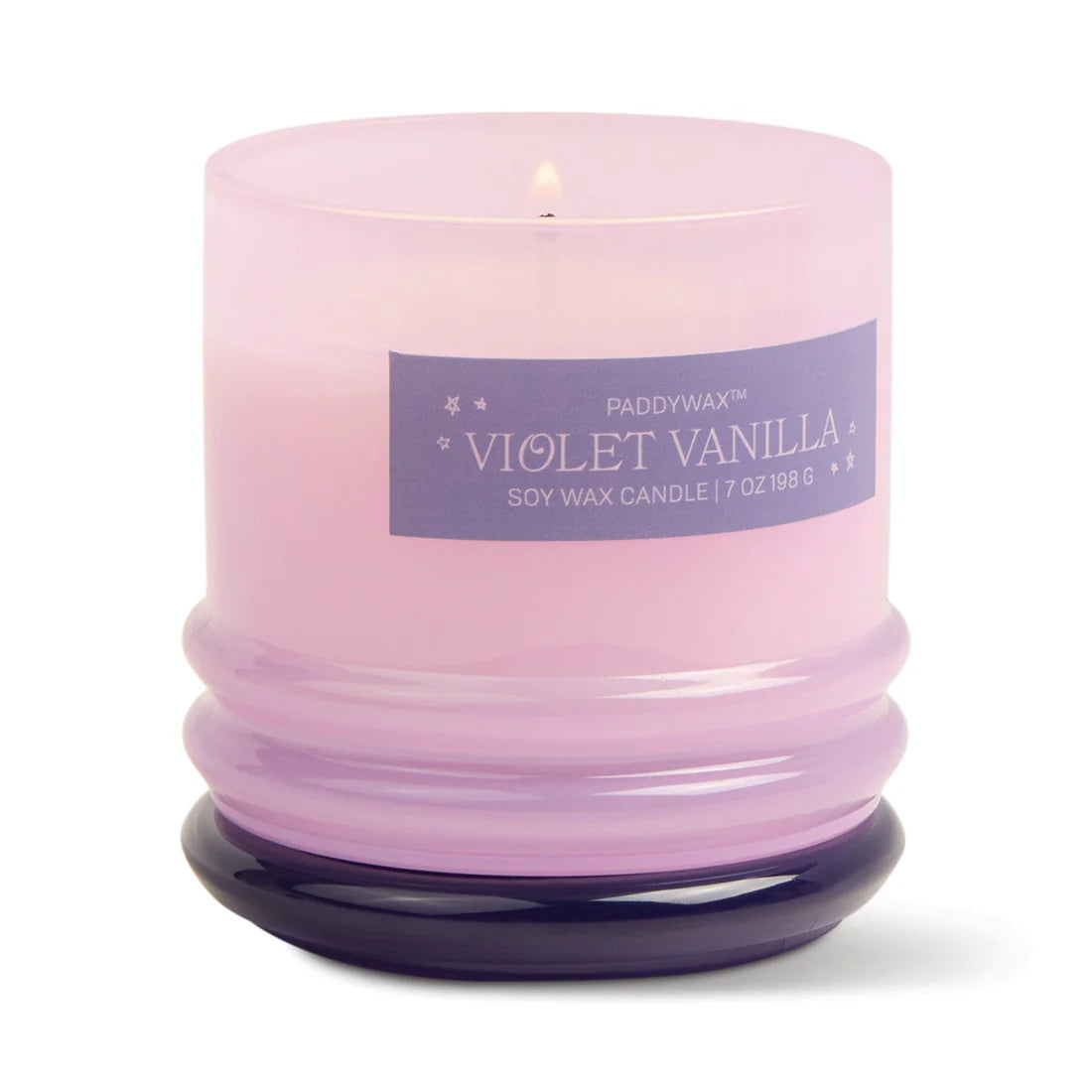 Violet Vanilla Stacked Glass Candle 198g