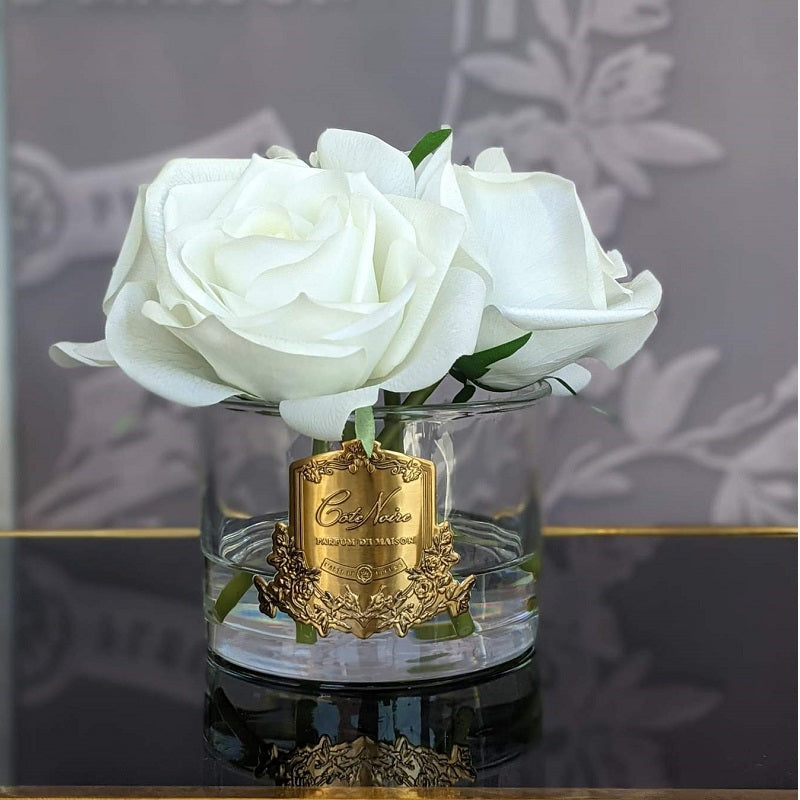 Perfumed Natural Touch 5 Roses | Clear & Gold Badge - Ivory White