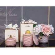 Herringbone Flower Cream - Pink Roses