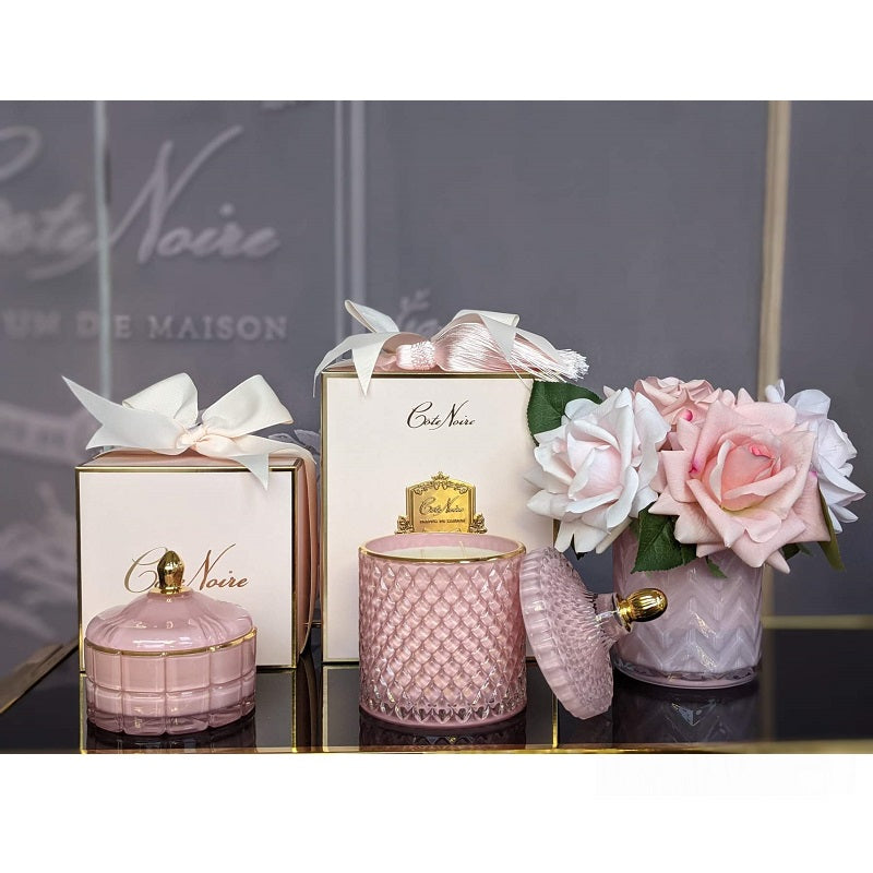 Herringbone Flower Cream - Pink Roses