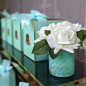 Herringbone Flower Jade - White Roses