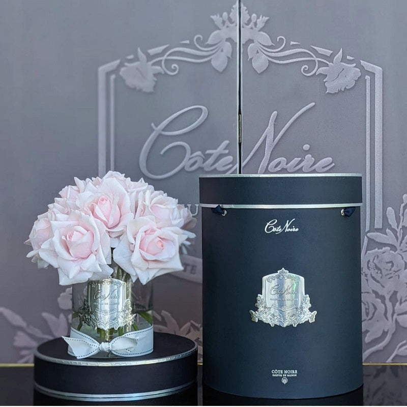 Luxury Grand Bouquet Silver Badge - Navy Box French Pink