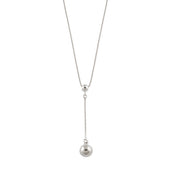 Box Chain Drop Necklace With Ball - Silver